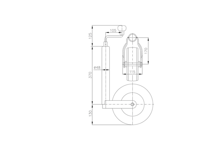 Stützrad mit Klemme WINTERHOFF ST48-260LB+KLE48 150kg 48mm 500-710mm