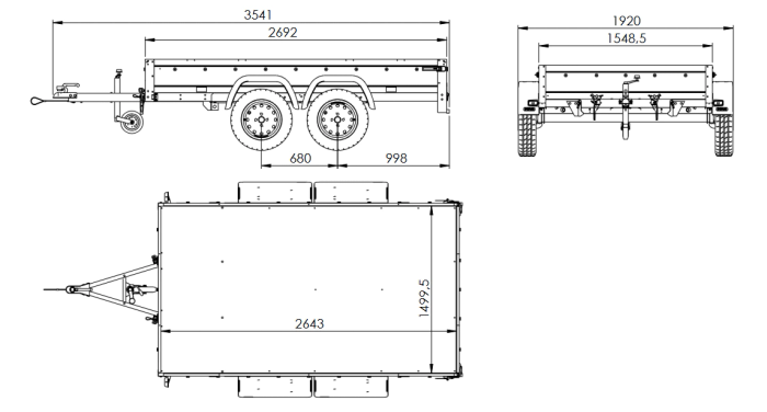 Zweiachsiger Anhänger 264x150 UNITRAILER GARDEN 265/2 KIPP mit BIS-Seitenwänden, H-0-Rahmen und blauer Plane