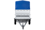 Autotransportanhänger 264x125 UNITRAILER FORCE 264 KIPP mit BIS-Seitenwänden, H-800-Rahmen und blauer Plane