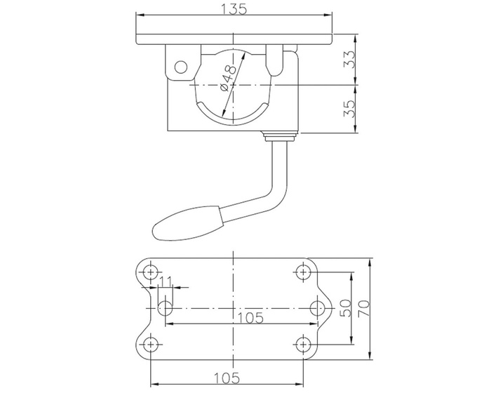 Klemme für Stützrad WINTERHOFF KLE48-G Gusseisen 48 mm