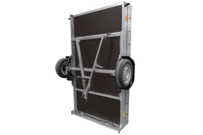 Autotransportanhänger auf Blattfedern 264x150 UNITRAILER GARDEN 265/R KIPP mit BIS-Seitenwänden, H-0-Rahmen und blauer Plane