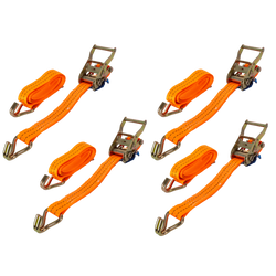 Satz aus vier UNITRAILER 3m/35mm/2t orangefarbenen Transportgurten mit Spannvorrichtung