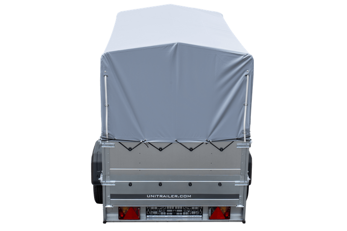 PKW-Anhänger 230x125 UNITRAILER GARDEN 230 KIPP mit Zusatzbordwänden und grauer Hochplane 80 cm